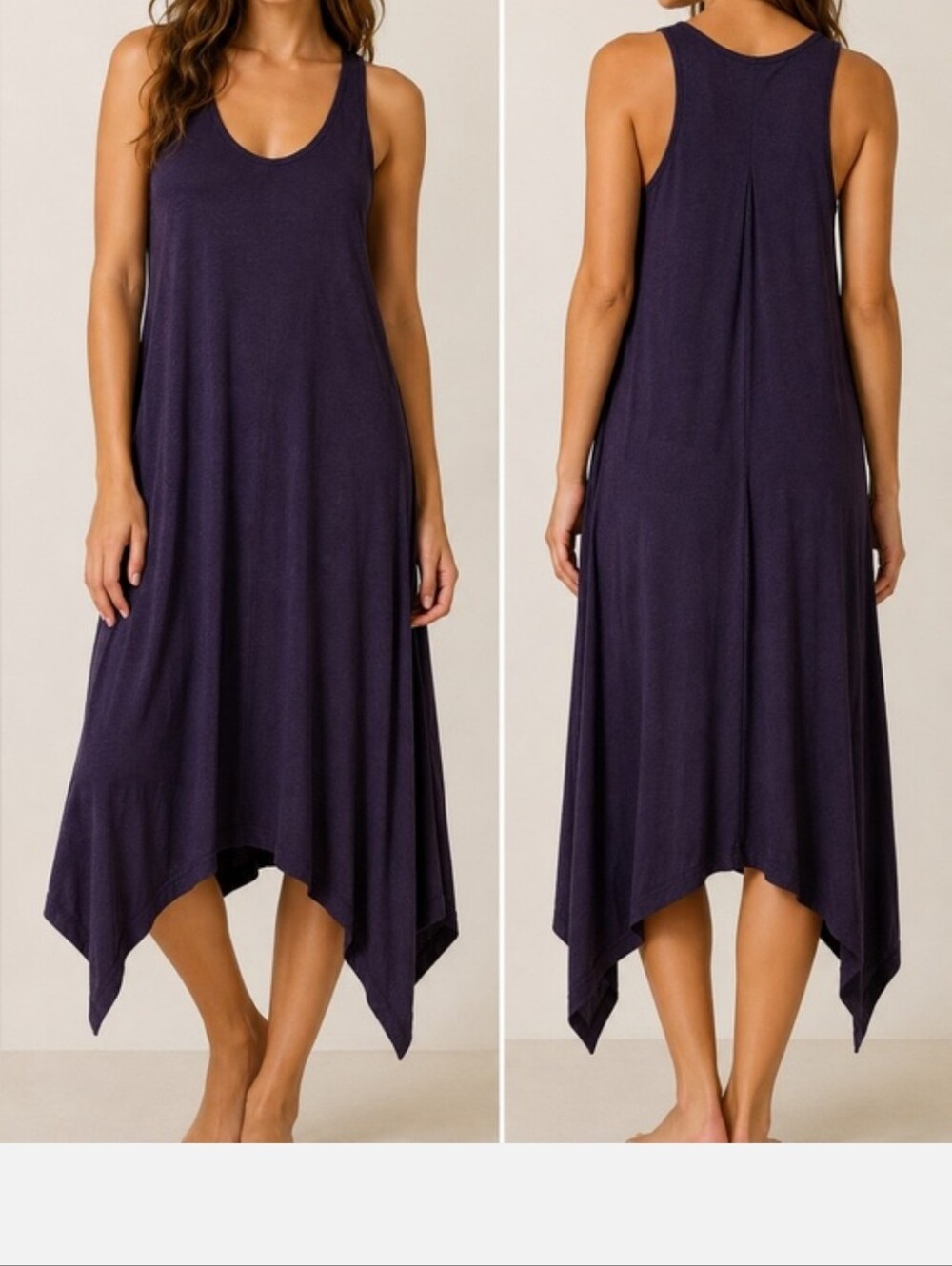 NWT Soma SOFT SLUB TERRY Scarf Hem Midi Sleeveless Dress Nightshade